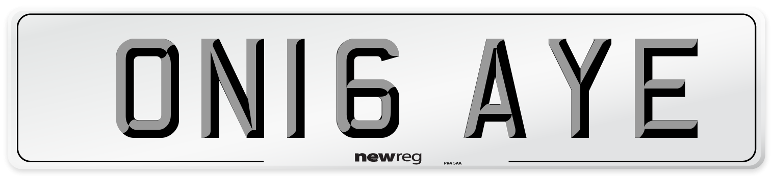 ON16 AYE Number Plate from New Reg
